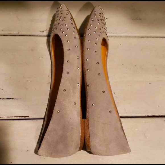 J. Crew Amelia Grey Metal Accent Pointy Toe Flats - Picture 3 of 4